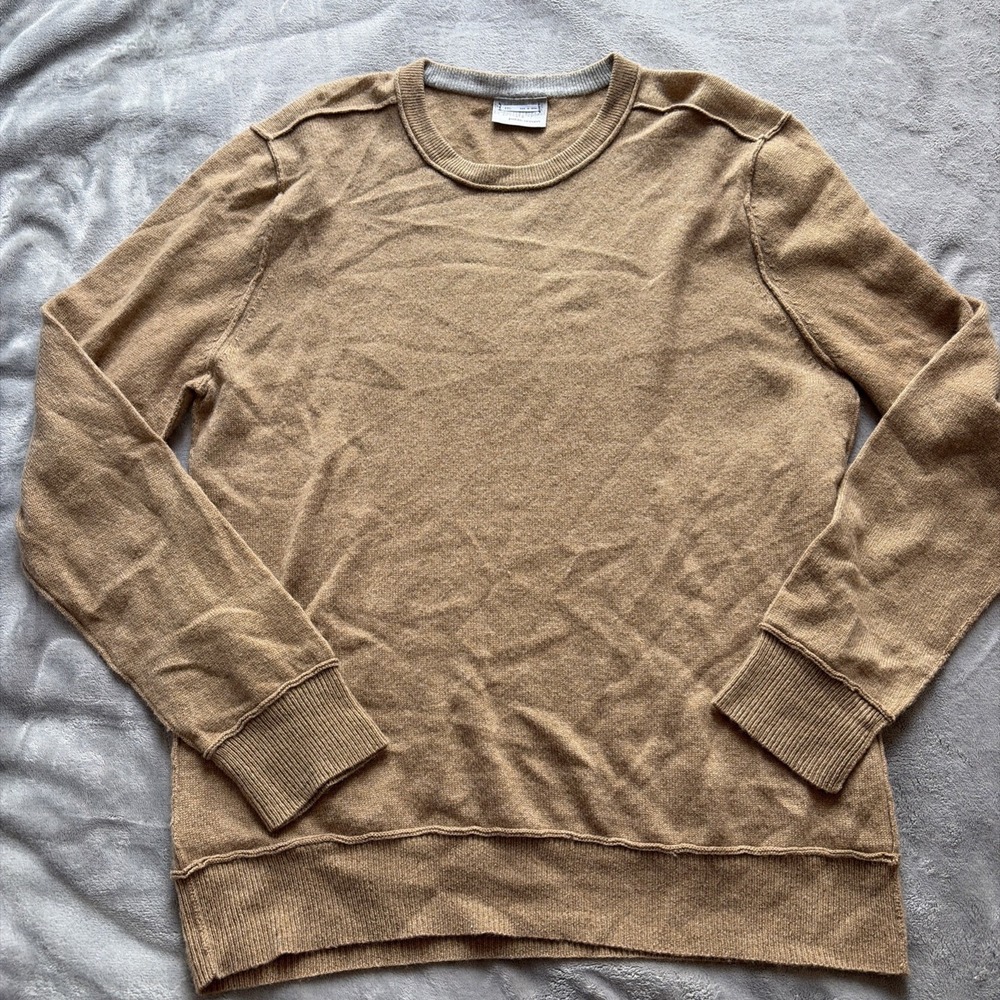 Public Opinion 100% Cashmere Sweater Beige Men's XXL 2XL Crew Neck